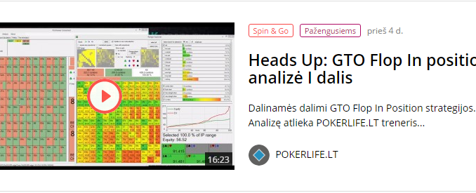 Heads Up: GTO Flop In position analizė I dalis