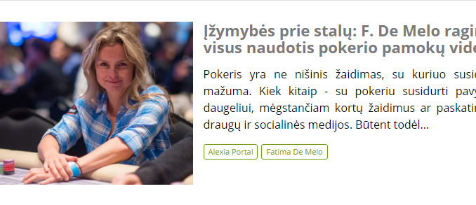 Įžymybės prie stalų: F. De Melo ragina visus naudotis pokerio pamokų video