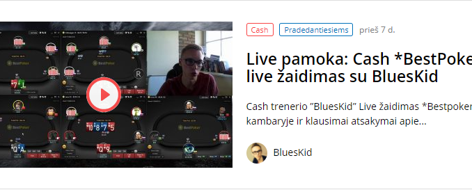 Live pamoka: Cash *BestPoker* live žaidimas su BluesKid