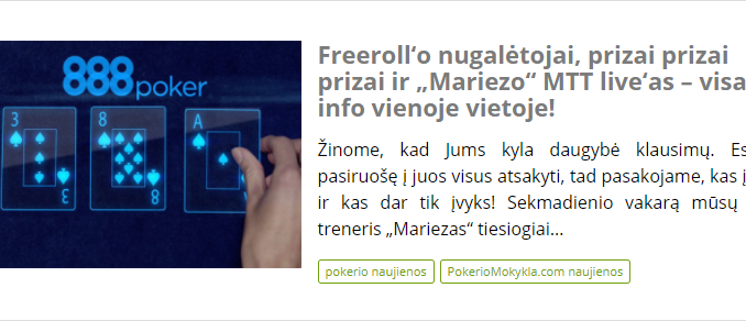 Freeroll‘o nugalėtojai, prizai prizai prizai ir „Mariezo“ MTT live‘as – visa info vienoje vietoje!