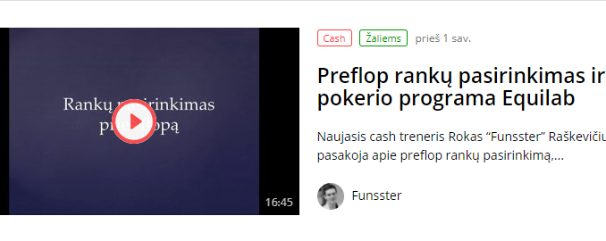 Preflop rankų pasirinkimas ir pokerio programa Equilab
