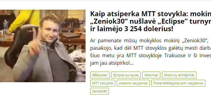 Kaip atsiperka MTT stovykla: mokinys „Zeniok30“ nušlavė „Eclipse“ turnyrą ir laimėjo 3 254 dolerius!