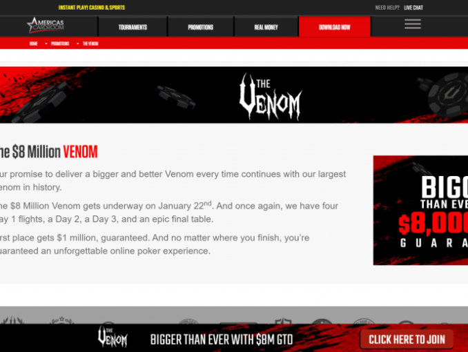 americas cardroom venom 8 million poker tournament